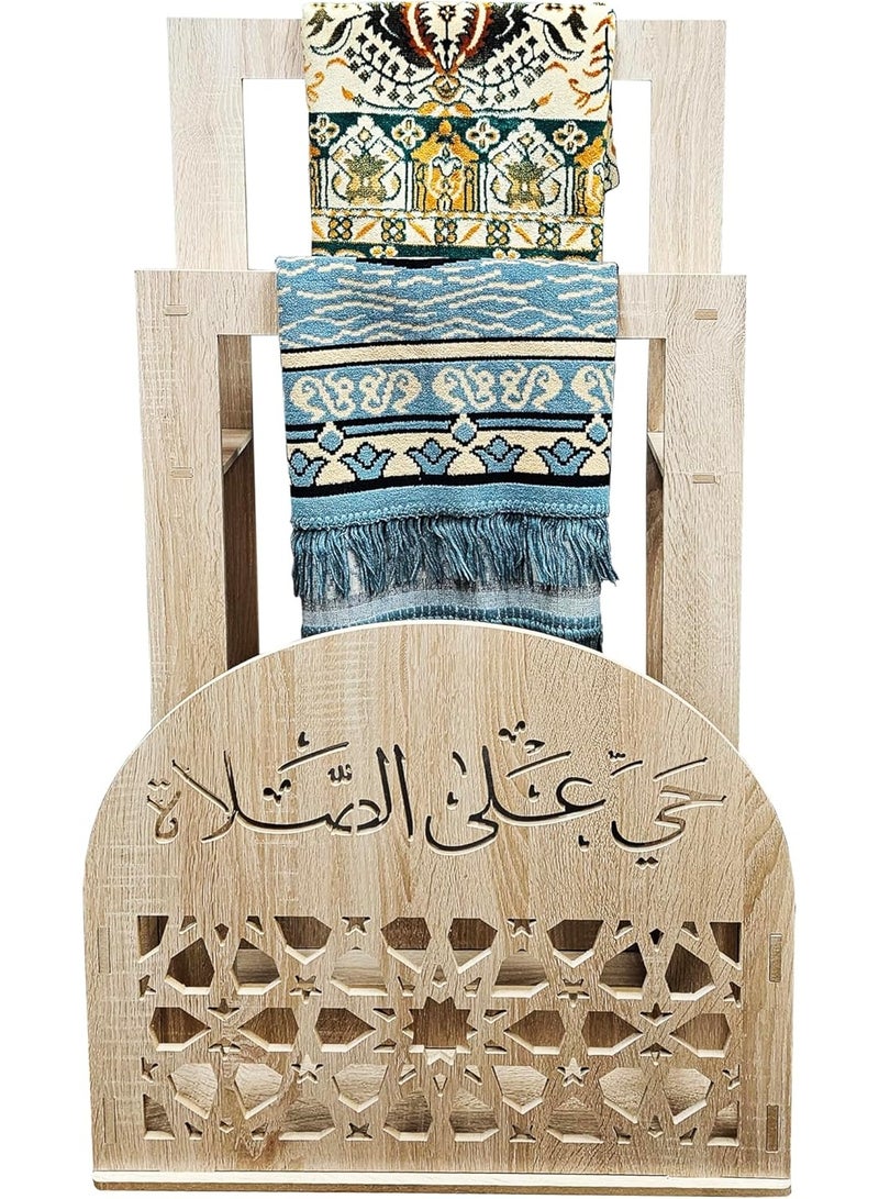 إي وورلد حامل سجادة صلاة 2-في-1 مع حامل مصحف مدمج | تصميم إسلامي أنيق باللون الكريم مع زخارف الخط العربي | مقاوم للماء والحرارة - Image 4